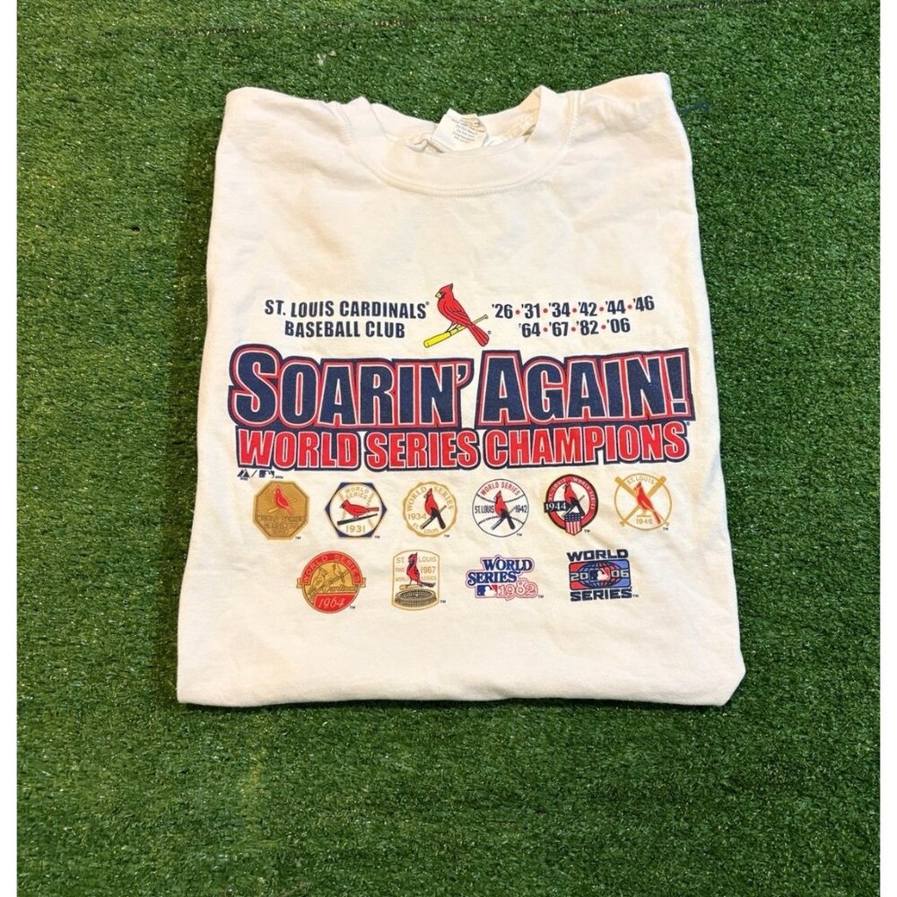 Vintage St Louis Cardinals shirt mens large white majestic world series Y2K
